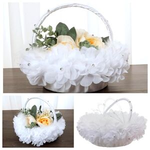 White Flower Girl Basket